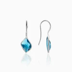 Silver Royal Blue Crystal Earrings Giva