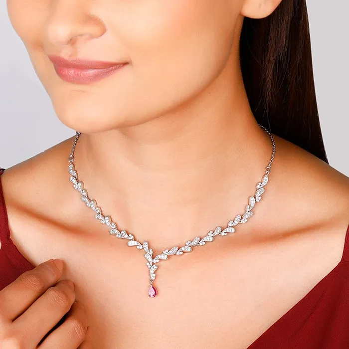 Silver Ruby Detail Necklace Giva