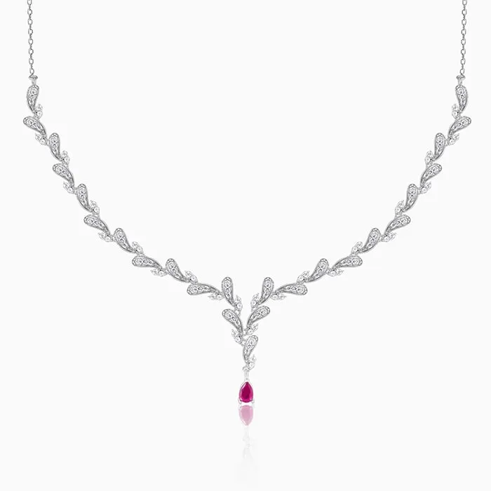 Silver Ruby Detail Necklace Giva