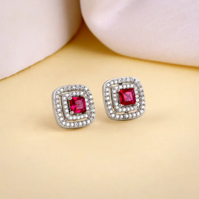 Silver Ruby Elegance Earrings Giva