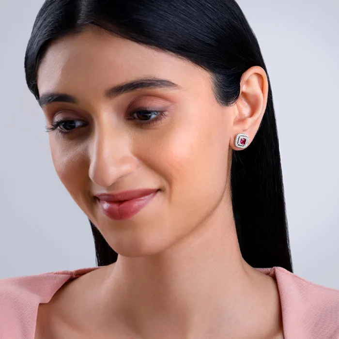 Silver Ruby Elegance Earrings Giva