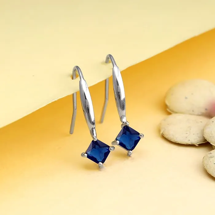 Silver Sapphire Blue Square Earrings Giva