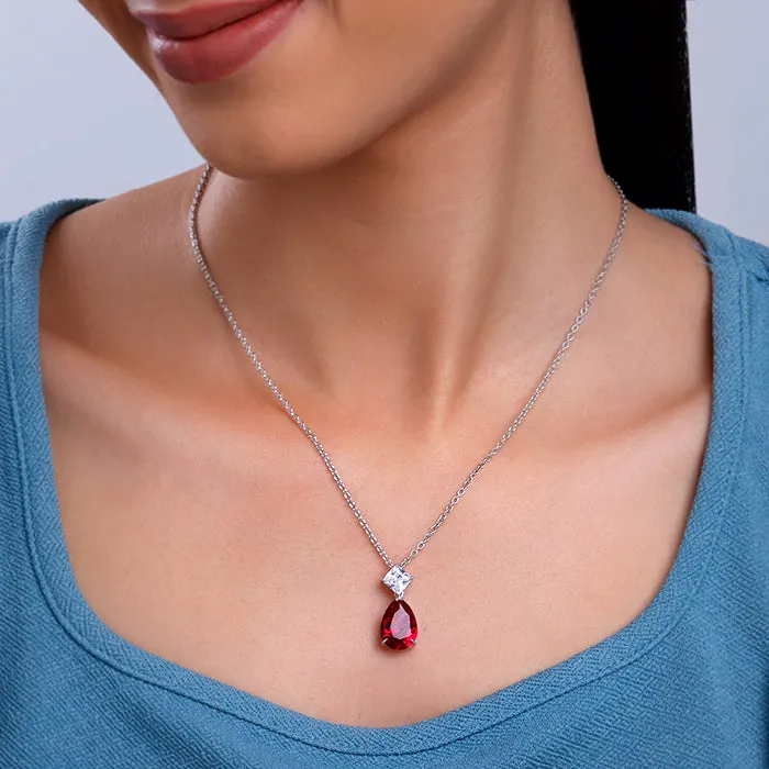Silver Scarlet Drop Pendant With Link Chain Giva