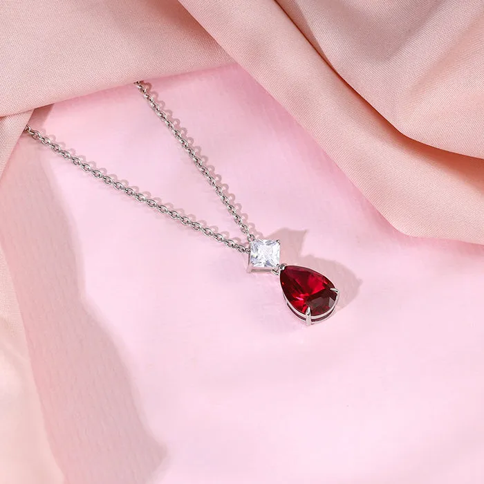 Silver Scarlet Drop Pendant With Link Chain Giva
