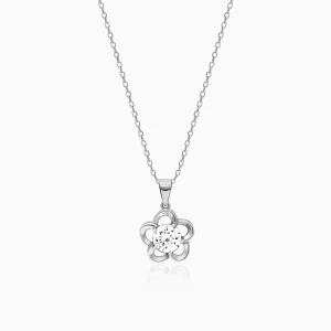 Silver Shimmering Bloom Pendant With Link Chain Giva