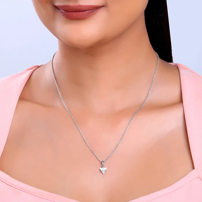 Silver Shiny Triangle Pendant With Link Chain Giva