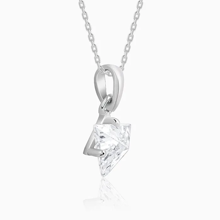 Silver Shiny Triangle Pendant With Link Chain Giva