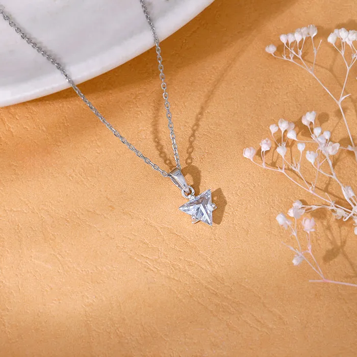 Silver Shiny Triangle Pendant With Link Chain Giva