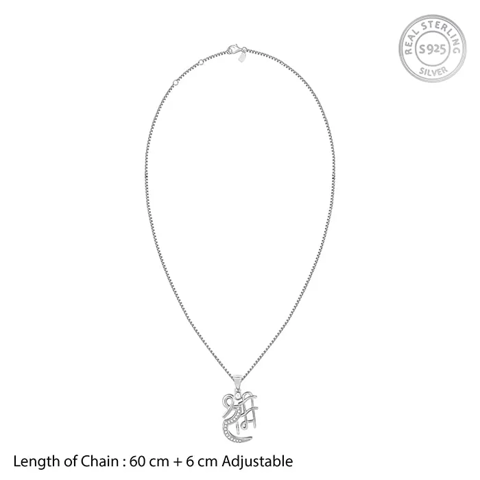 Silver Shree Ram Pendant with Box Chain For Him Giva