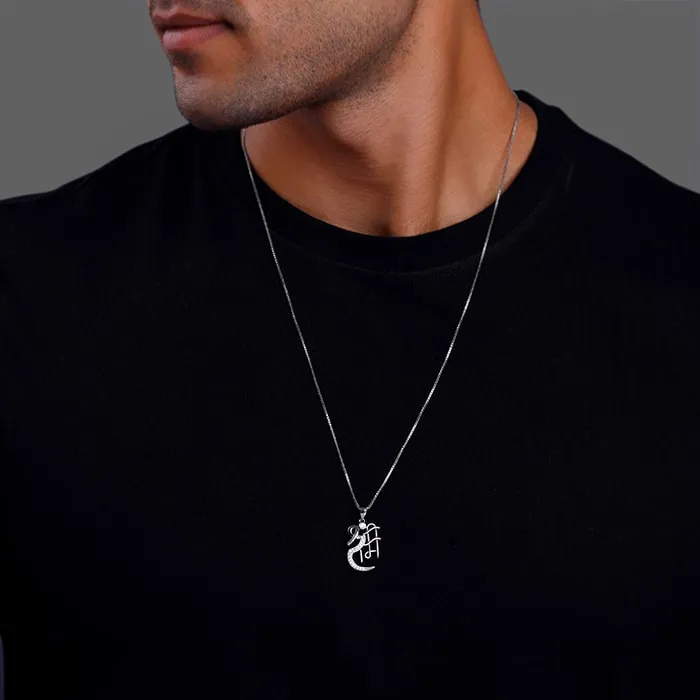 Silver Shree Ram Pendant with Box Chain For Him Giva