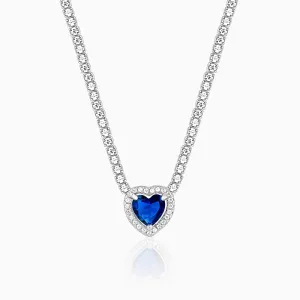 Silver Solitaire Blue Heart Necklace Giva