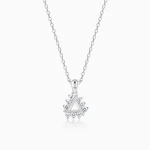 Silver Sparkly Triangle Pendant With Link Chain Giva
