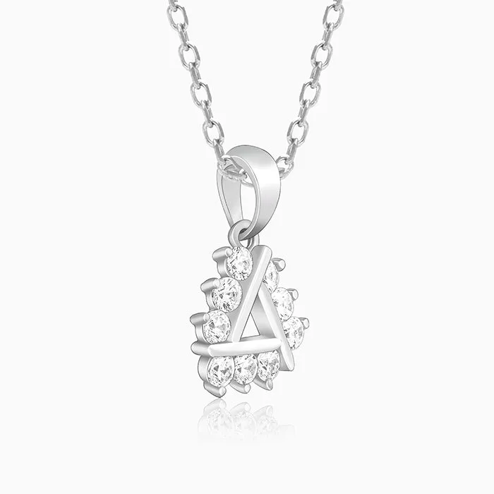 Silver Sparkly Triangle Pendant With Link Chain Giva