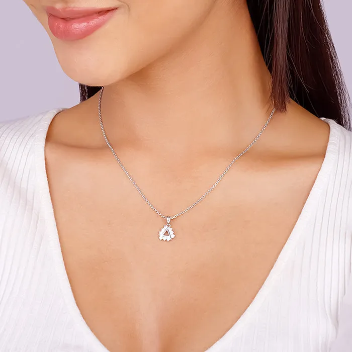 Silver Sparkly Triangle Pendant With Link Chain Giva
