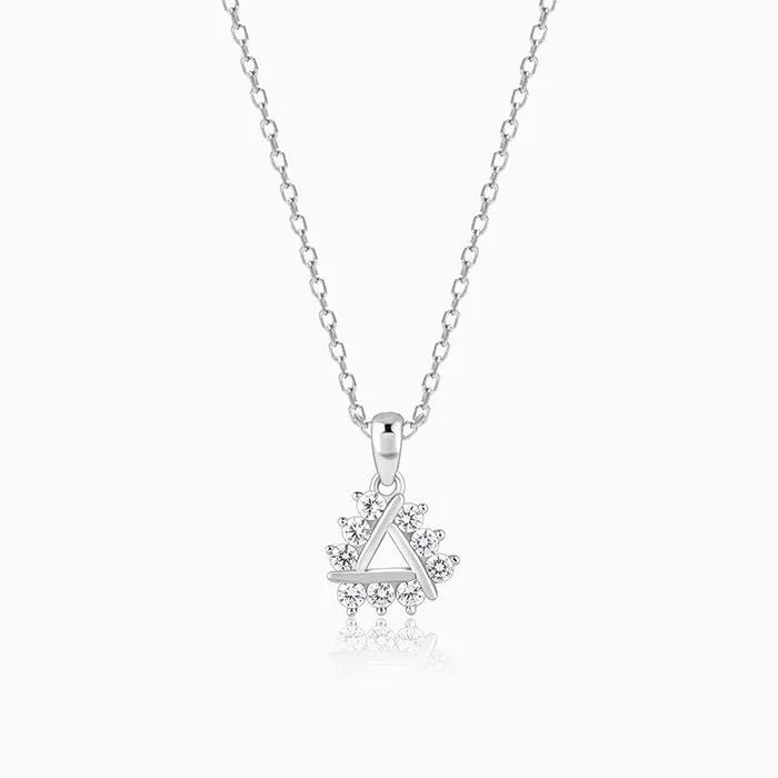 Silver Sparkly Triangle Pendant With Link Chain Giva