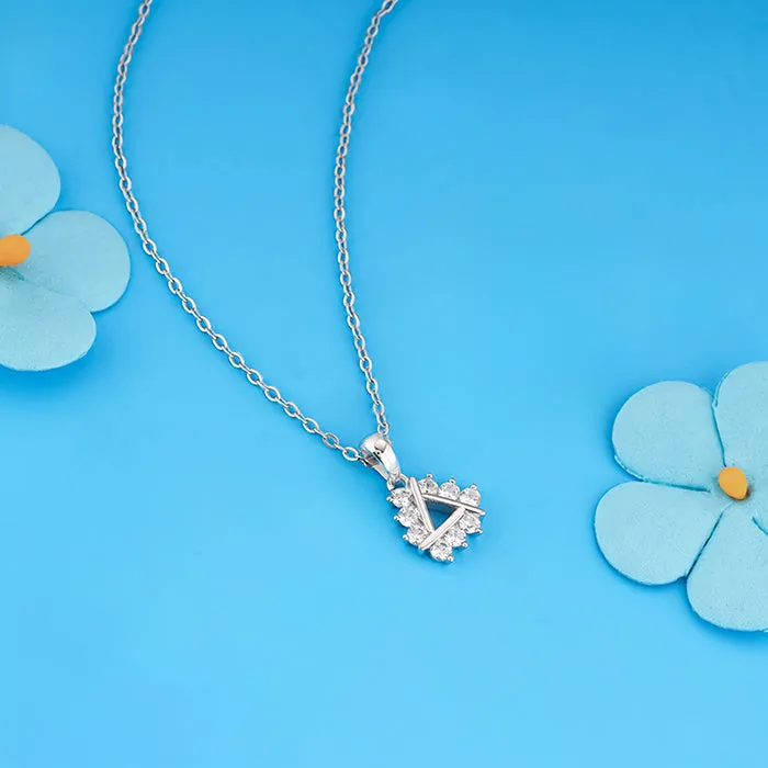 Silver Sparkly Triangle Pendant With Link Chain Giva