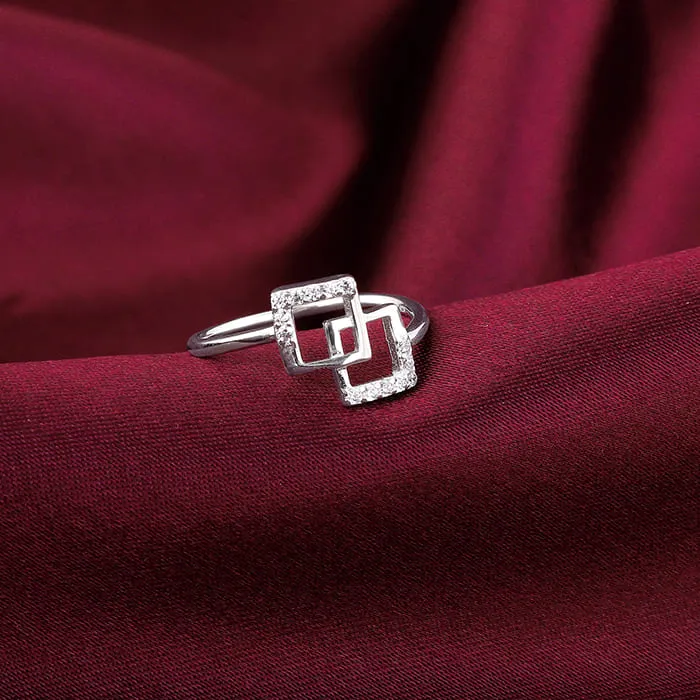 Silver Square Duo Ring Giva