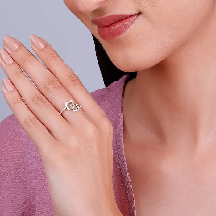 Silver Square Duo Ring Giva