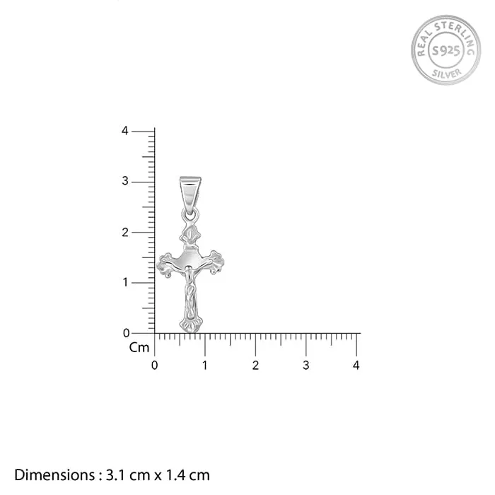 Silver Striped Cross Pendant with Box Chain For Him Giva
