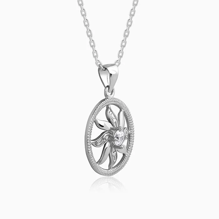 Silver Sun Flares Pendant With Link Chain Giva