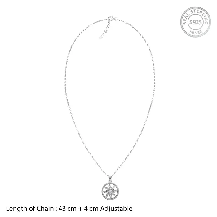 Silver Sun Flares Pendant With Link Chain Giva