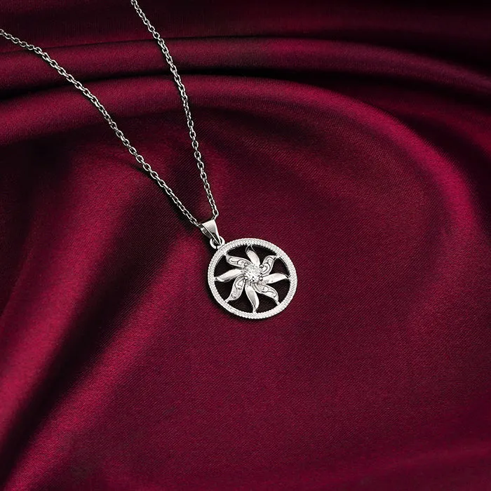 Silver Sun Flares Pendant With Link Chain Giva