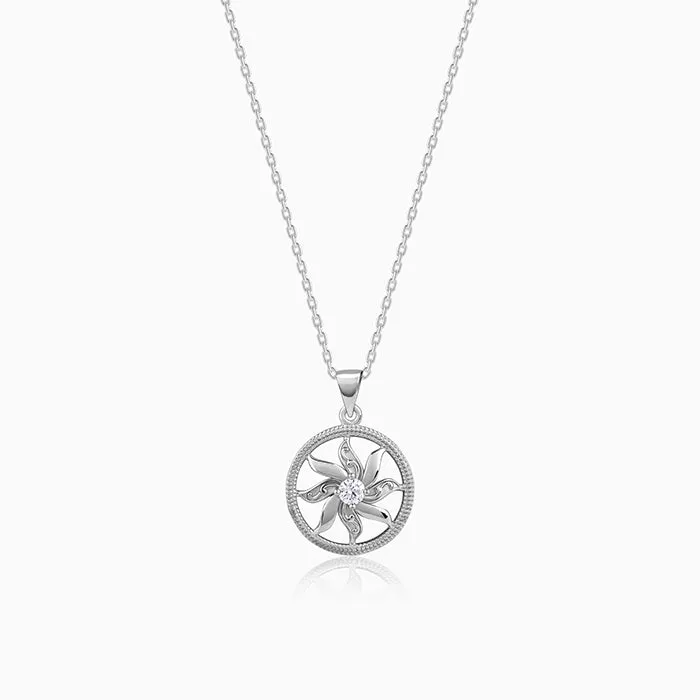 Silver Sun Flares Pendant With Link Chain Giva