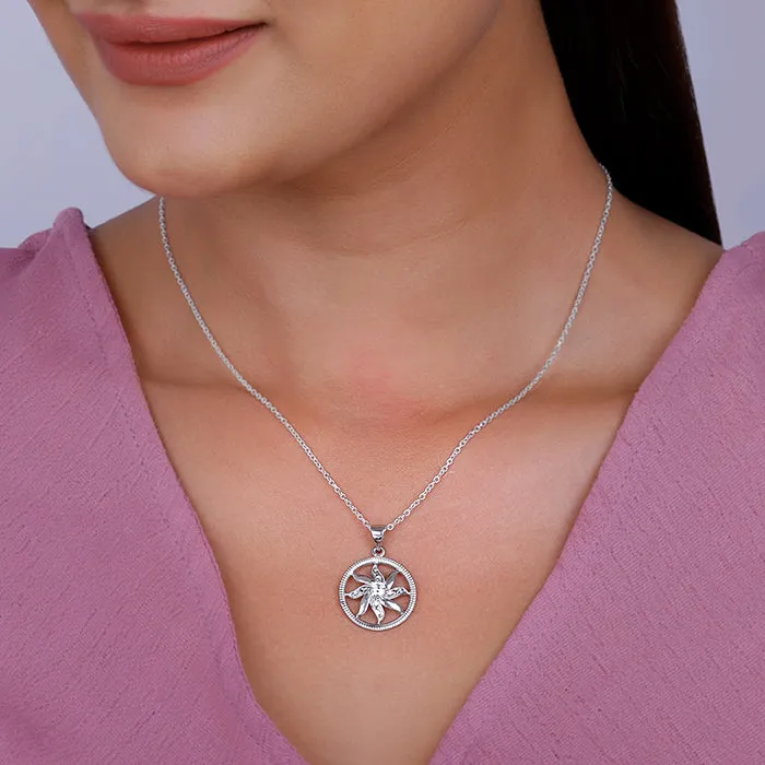 Silver Sun Flares Pendant With Link Chain Giva