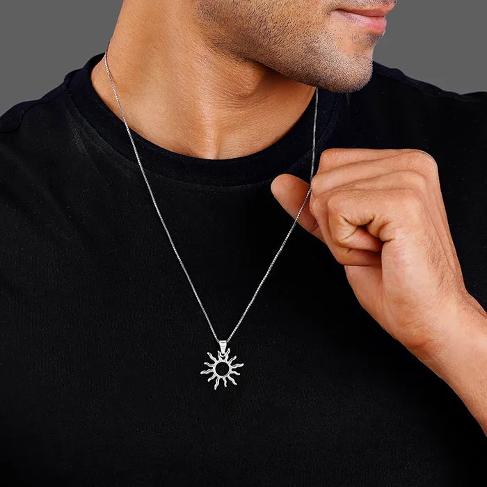 Silver Sunny Side Pendant With Link Chain For Him Giva