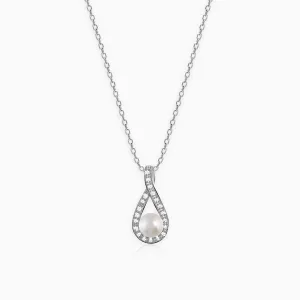 Silver Tear Drop Pearl Pendant With Link Chain Giva