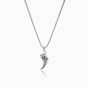 Silver Tiger Tooth Pendant with Link Chain For Him Giva