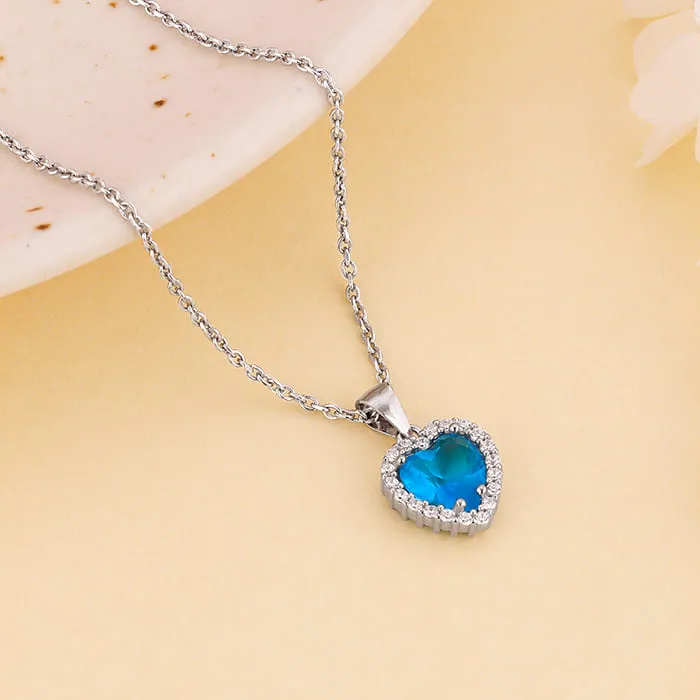 Silver Titanic Heart Of The Ocean Pendant With Link Chain Giva