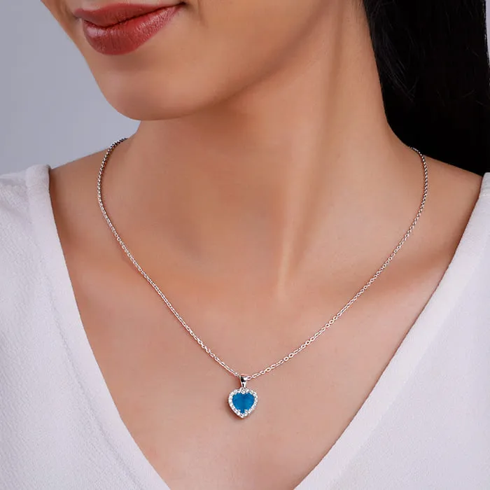 Silver Titanic Heart Of The Ocean Pendant With Link Chain Giva
