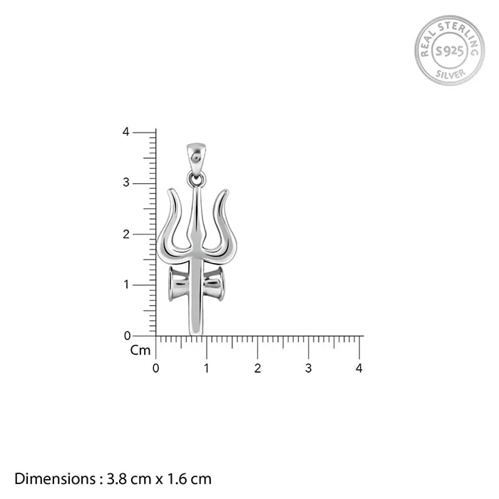 Silver Trident Pendant with Box Chain For Him Giva