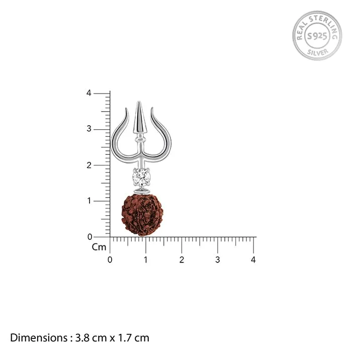 Silver Trishul And Rudraksha Pendant With Box Chain for Him Giva