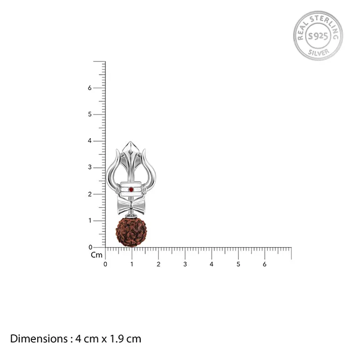 Silver Trishul Rudraksha Pendant With Box Chain For Him Giva
