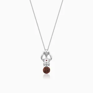 Silver Trishul Rudraksha Pendant With Box Chain For Him Giva