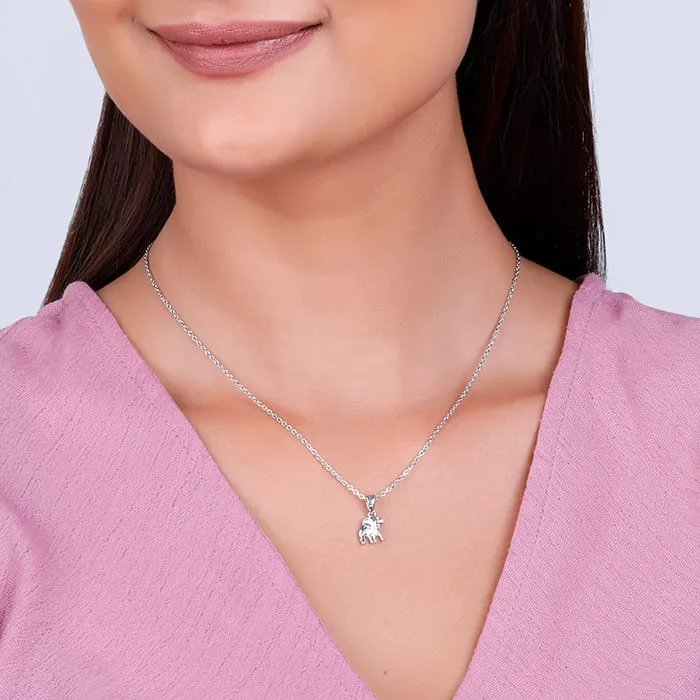 Silver Tusker Pendant With Link Chain Giva