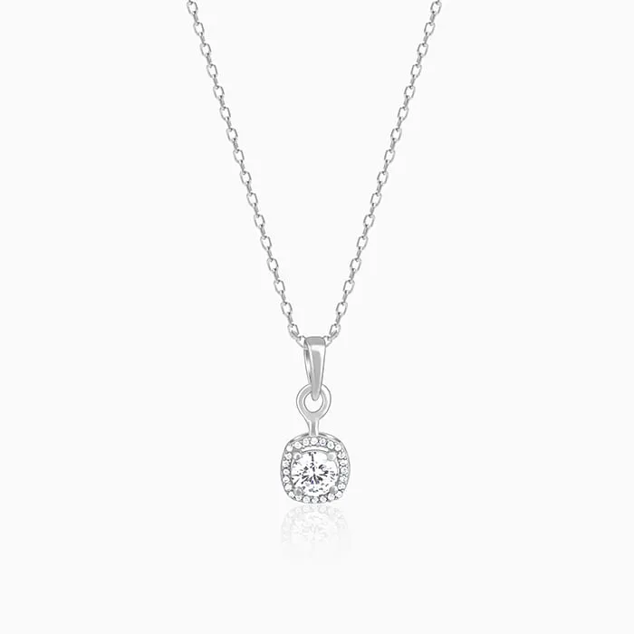 Silver Twilight Solitaire Pendant With Link Chain Giva
