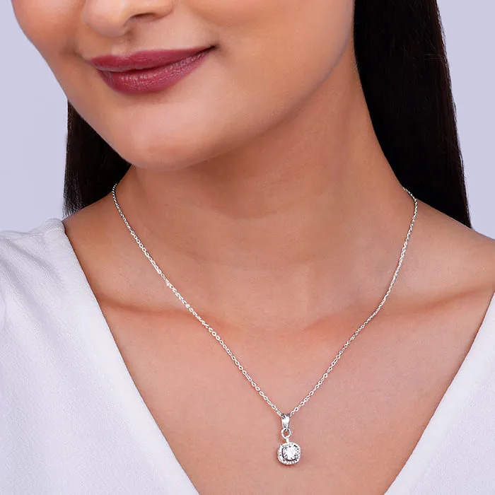 Silver Twilight Solitaire Pendant With Link Chain Giva