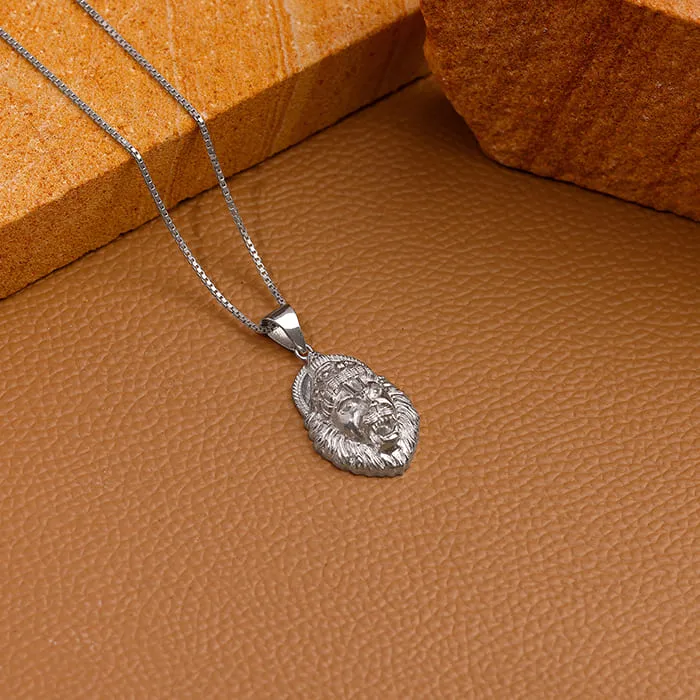 Silver Ugra Narasimha Pendant   with Link Chain For Him Giva