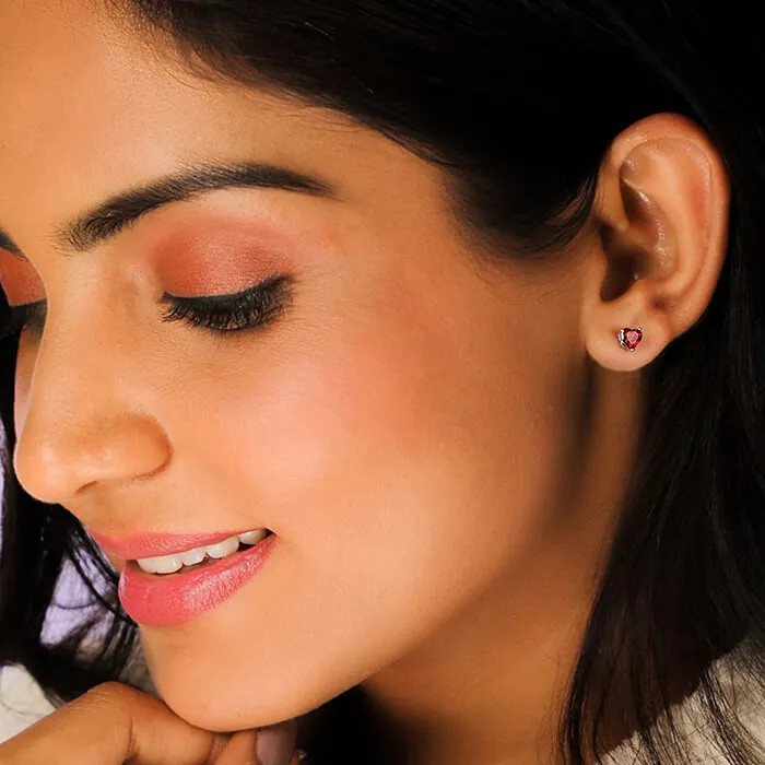 Silver Valentine Heart Stud Earrings Giva