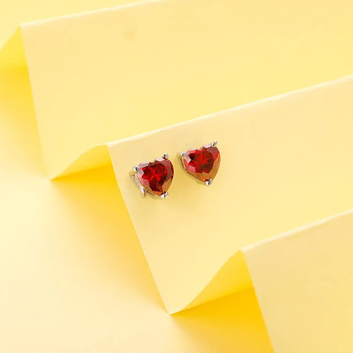 Silver Valentine Heart Stud Earrings Giva