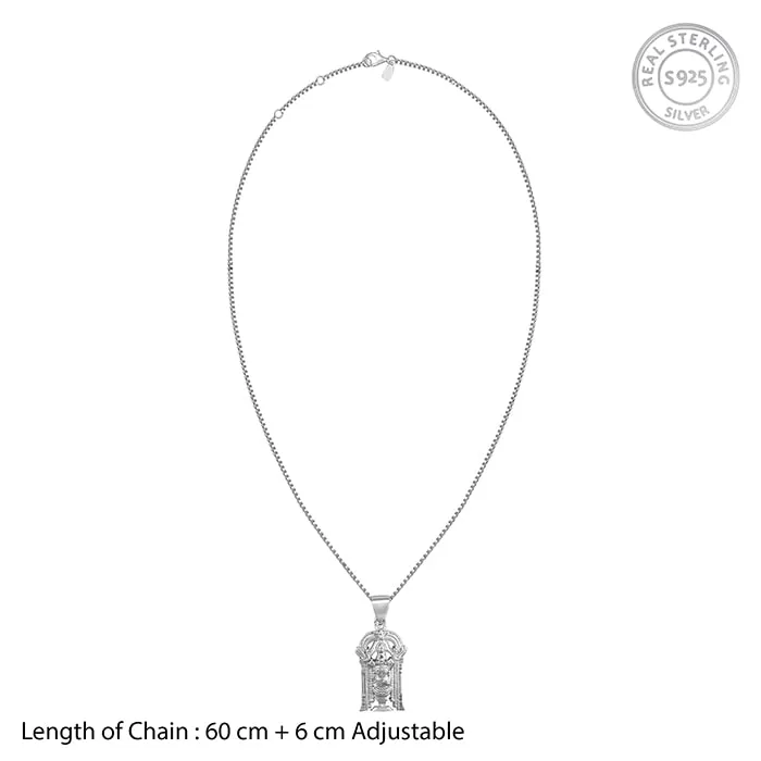 Silver Venkateswara Pendant with  Link Chain For Him Giva