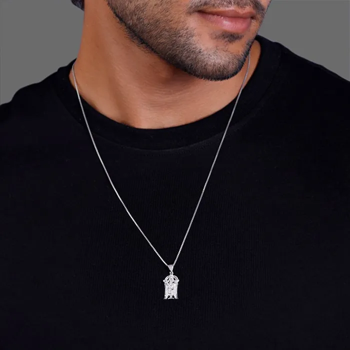 Silver Venkateswara Pendant with  Link Chain For Him Giva