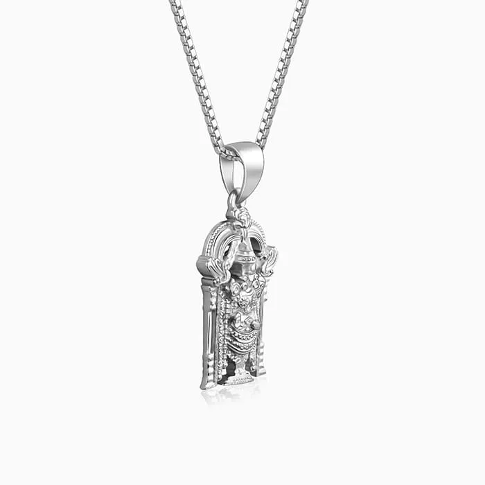 Silver Venkateswara Pendant with  Link Chain For Him Giva