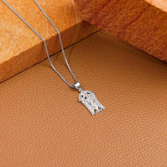 Silver Venkateswara Pendant with  Link Chain For Him Giva