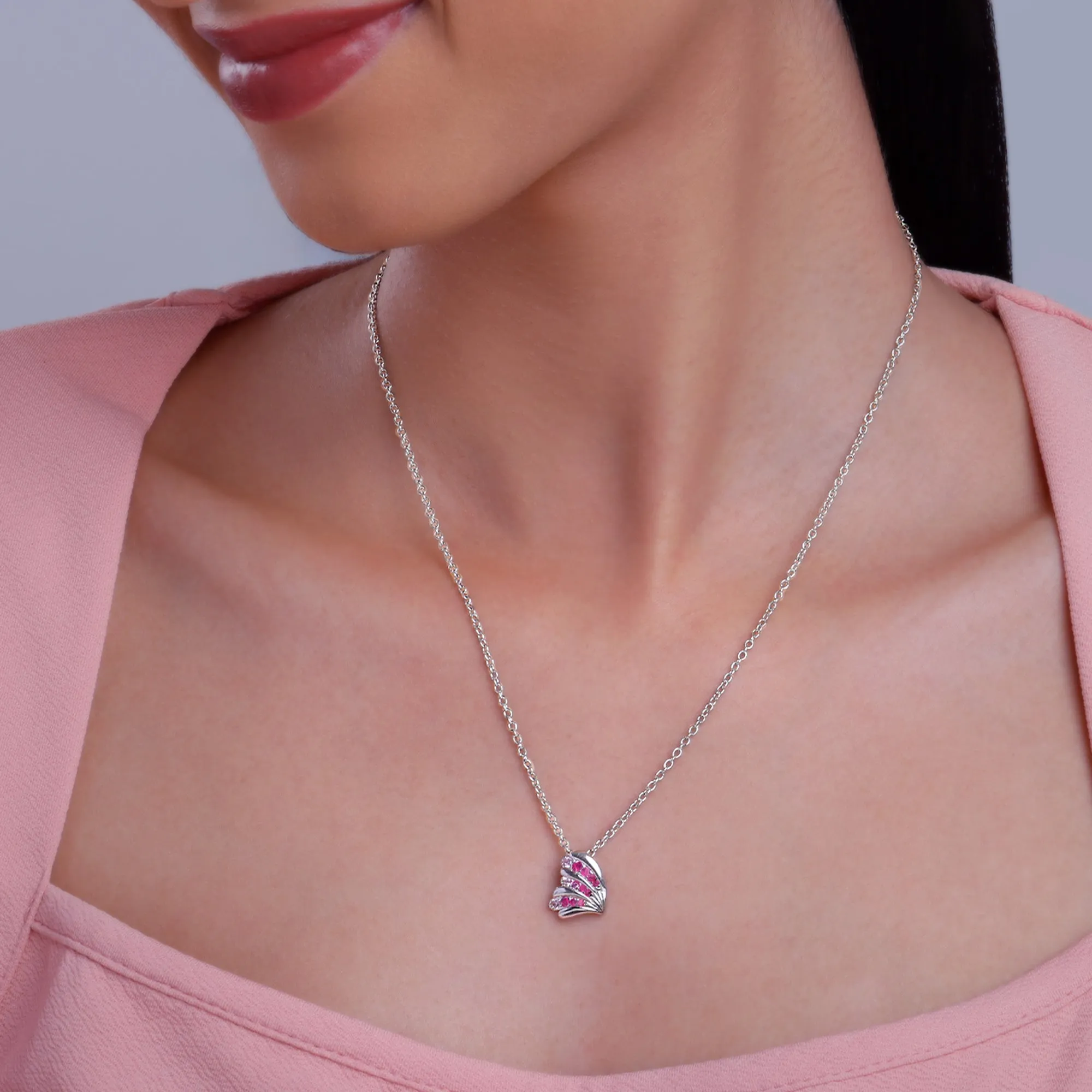 Silver Waveshell Pendant With Link Chain Giva