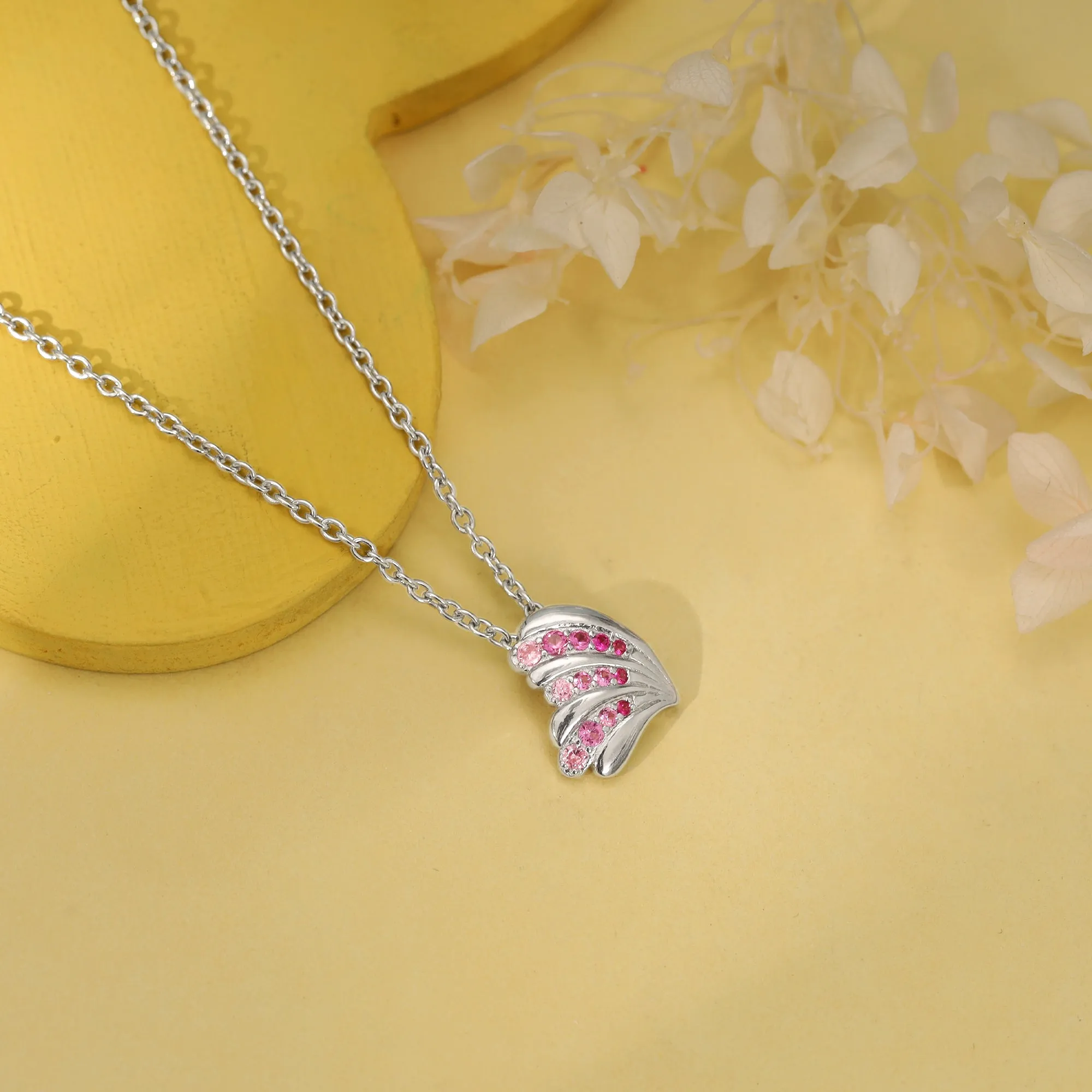 Silver Waveshell Pendant With Link Chain Giva
