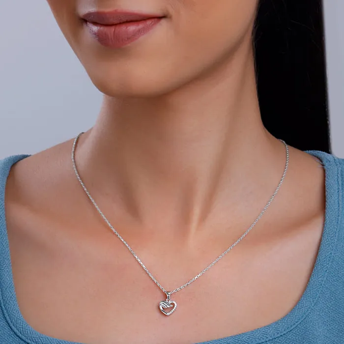 Silver Winged Heart Pendant With Link Chain Giva